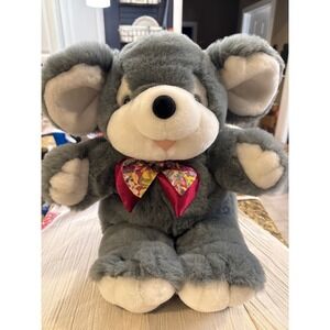 Dan Dee International Grey Mouse Plush Stuffed Animal Large Ears Bow Tie 20 inch